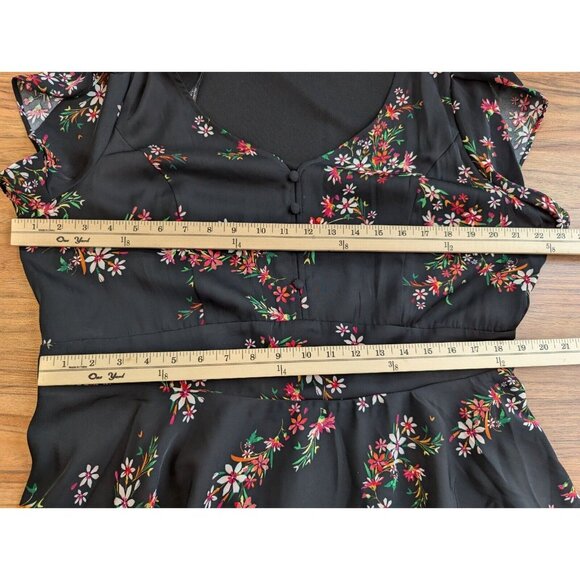 CITY CHIC Dress Size 18 Black Floral Sundress Knee Length Boho Summer Wedding C6 - Picture 16 of 16